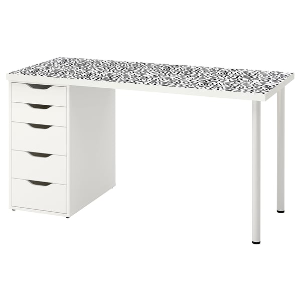 LAGKAPTEN / ALEX Desk, organic shapes/white black, 140x60 cm
