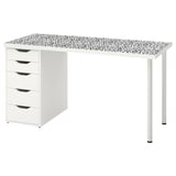 LAGKAPTEN / ALEX Desk, organic shapes/white black, 140x60 cm