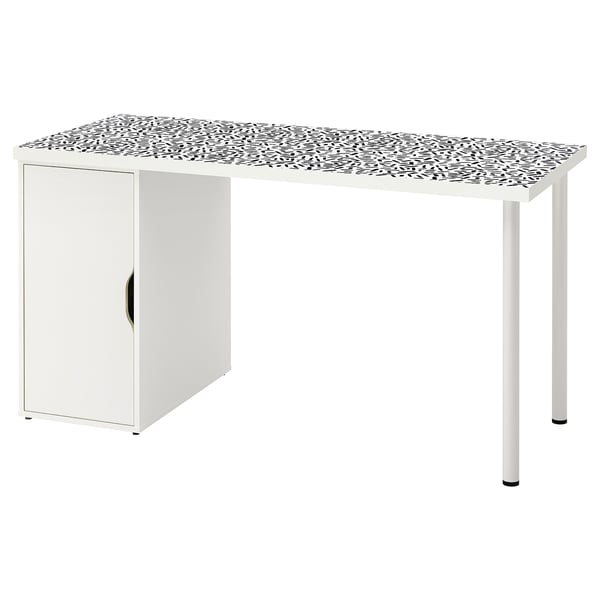 LAGKAPTEN / ALEX Desk, organic shapes/white black, 140x60 cm