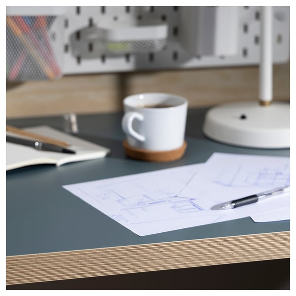 LAGKAPTEN Table top, grey-turquoise, 140x60 cm