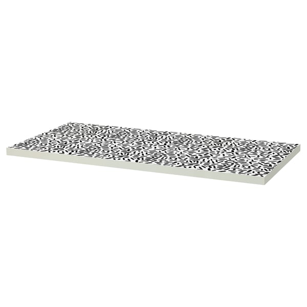 LAGKAPTEN Table top, organic shapes white/black, 120x60 cm