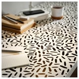 LAGKAPTEN Table top, organic shapes white/black, 140x60 cm
