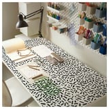 LAGKAPTEN Table top, organic shapes white/black, 140x60 cm
