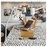 LAGKAPTEN Table top, organic shapes white/black, 140x60 cm