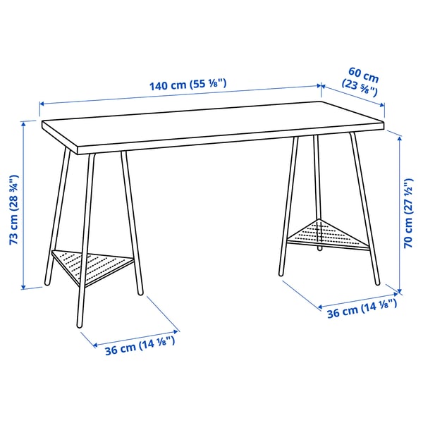 LAGKAPTEN / TILLSLAG Desk, white stained oak effect white, 140x60 cm