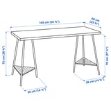 LAGKAPTEN / TILLSLAG Desk, white stained oak effect white, 140x60 cm