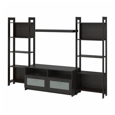 LAIVA / BRIMNES TV storage combination, black-brown, 244x41x165 cm
