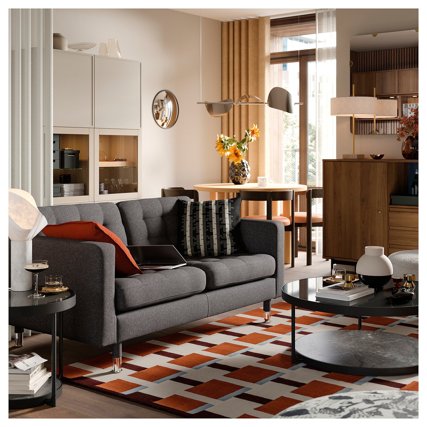 LANDSKRONA 2-seat sofa, Gunnared dark grey/metal - IKEA