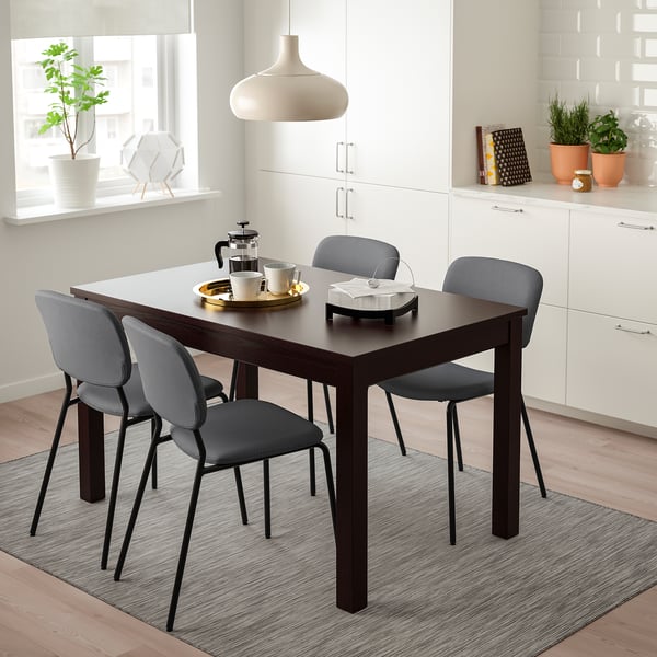 Laneberg Karljan Table And 4 Chairs Brown Dark Grey Dark Grey Ikea