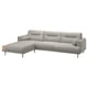 LÅNGARYD 3-seat sofa w chaise longue, left, Lejde light grey/wood