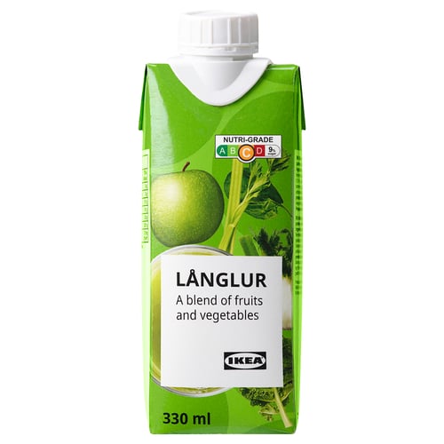 Green LÅNGLUR carton juice, 330 ml, fruit & veg smoothie by IKEA.