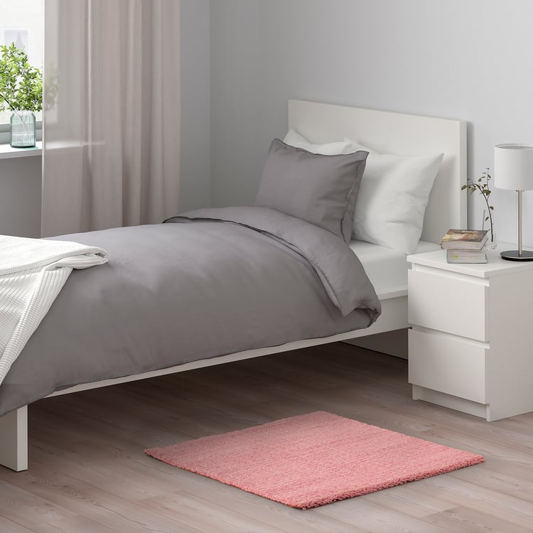 LANGSTED Rug, low pile, light pink, 80x80 cm IKEA
