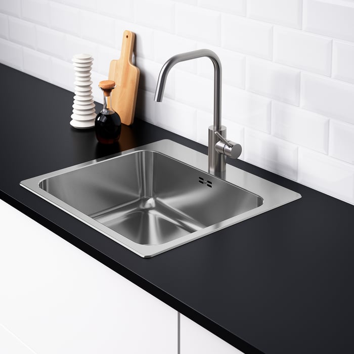 LÅNGUDDEN Inset sink, 1 bowl, stainless steel, 56x53 cm - IKEA