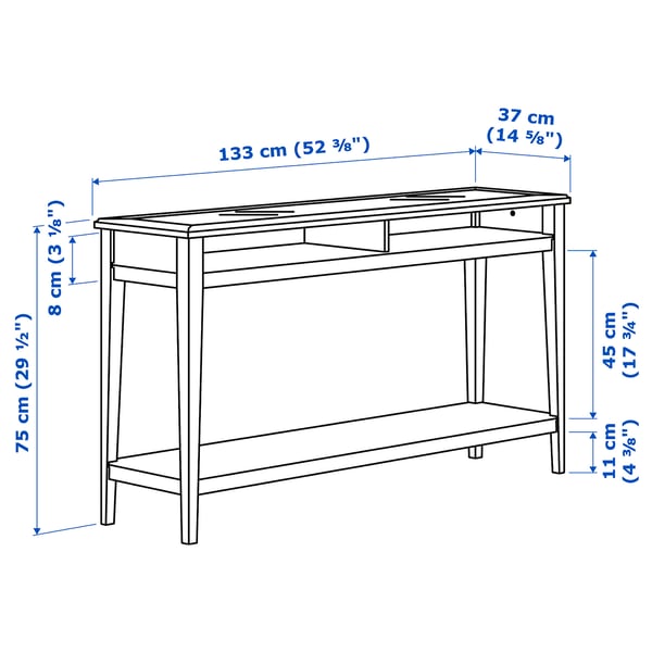 LIATORP Console table, white/glass, 133x37 cm IKEA