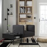 LILLEHEM Armchair with side table, Gunnared dark grey/wood
