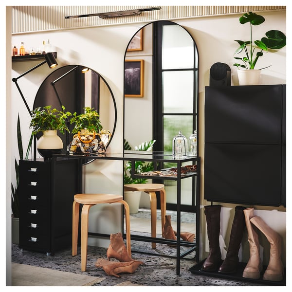 LINDBYN Mirror, black, 60x170 cm
