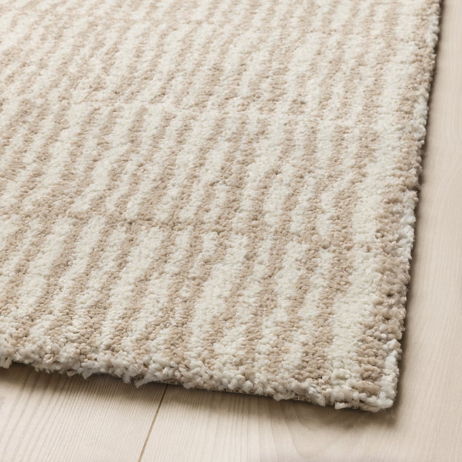LINDELSE Rug, high pile, natural colour/beige, 170x240 cm IKEA