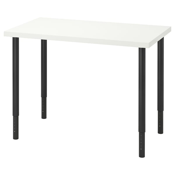 LINNMON / OLOV Desk, white/black, 100x60 cm
