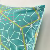 LJUV Cushion cover, turquoise/printed, 50x50 cm
