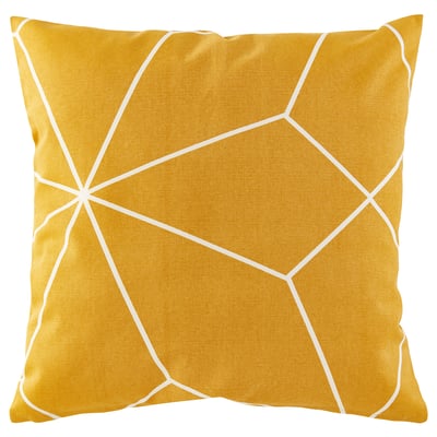 LJUV Cushion cover, yellow/printed, 50x50 cm