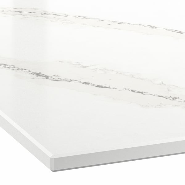 LOCKEBO Custom made worktop, off-white grey/brown/marble effect glass composite, 1 m²x2.0 cm