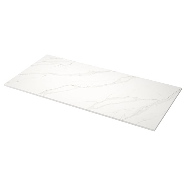 LOCKEBO Custom made worktop, off-white grey/brown/marble effect glass composite, 1 m²x4.0 cm