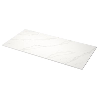 LOCKEBO Custom made worktop, off-white grey/brown/marble effect glass composite, 1 m²x4.0 cm