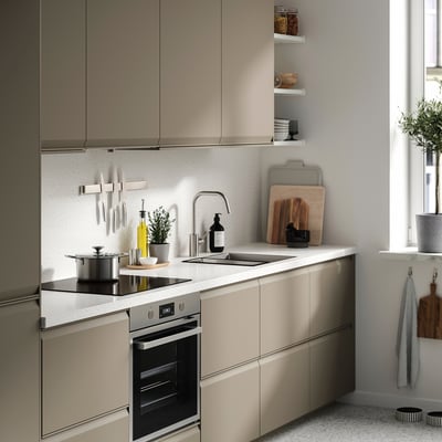 LOCKEBO Custom made worktop, off-white lively/mineral effect glass composite, 1 m²x4.0 cm