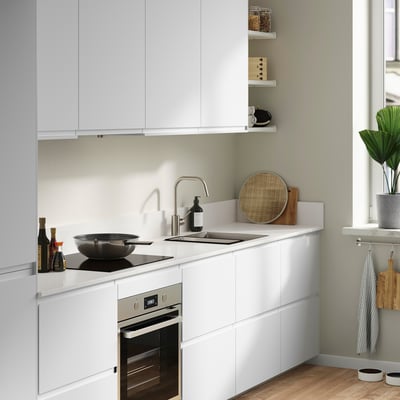 LOCKEBO Custom made worktop, off-white marble effect/glass composite, 1 m²x2.0 cm