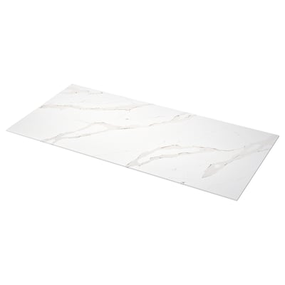 LOCKEBO Custom made worktop, white/grey-beige marble effect/glass composite, 1 m²x2.0 cm