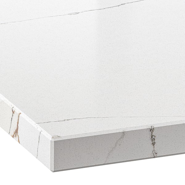 LOCKEBO Custom made worktop, white/grey-beige marble effect/glass composite, 1 m²x4.0 cm