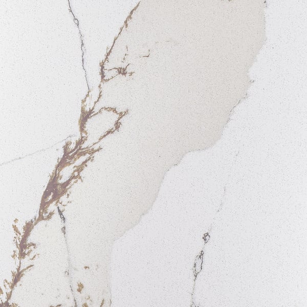 LOCKEBO Custom made worktop, white/grey-beige marble effect/glass composite, 1 m²x2.0 cm