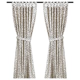 LUNGÖRT Curtains with tie-backs, 1 pair, white/grey/with tab top, 145x150 cm