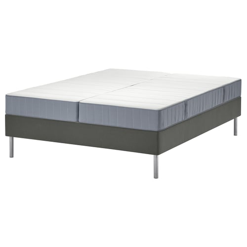 LYNGÖR Divan bed, Vesteröy firm/extra firm/light blue dark grey, 180x200 cm