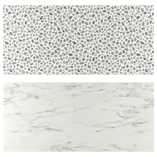 LYSEKIL wall panel, double sided white marble effect/terrazzo effect