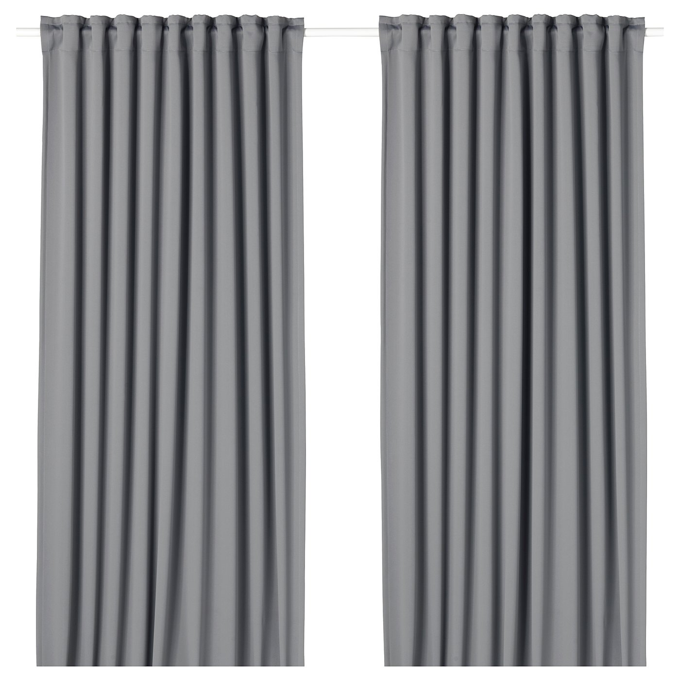 MAJGULL block-out curtains, 1 pair, grey/with heading tape