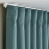 MAJGULL Room darkening curtains, 1 pair, dark grey-turquoise/with heading tape, 145x250 cm