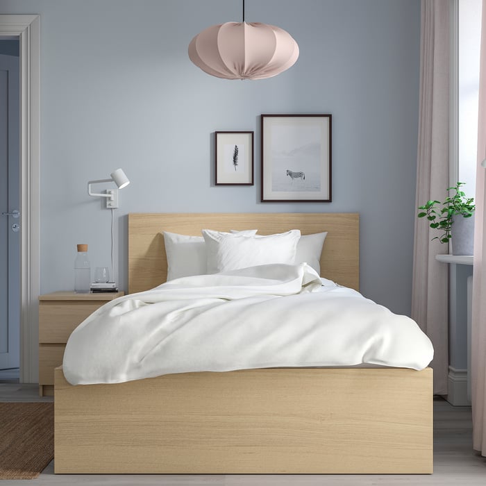 MALM bed frame, high, white stained oak veneer, 120x200 cm - IKEA