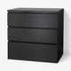 MALM Chest of 3 drawers, black-brown, 80x78 cm