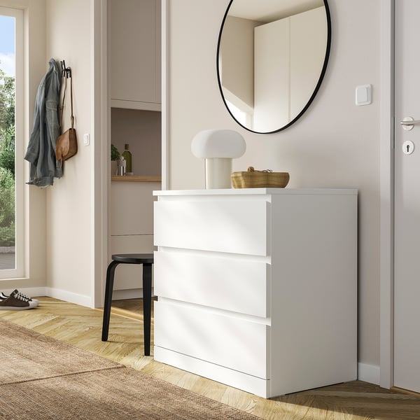 MALM Chest of 3 drawers, white, 80x78 cm