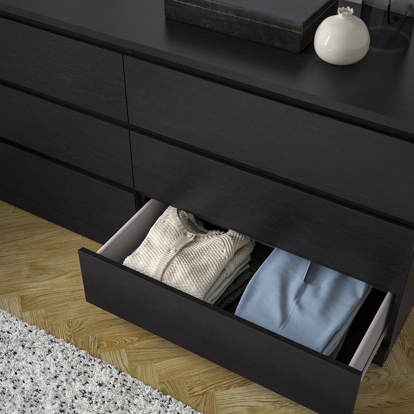 MALM chest of 6 drawers, black-brown, 160x78 cm - IKEA
