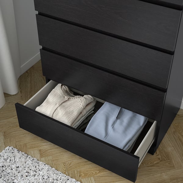 MALM Chest of 6 drawers, black-brown, 80x123 cm