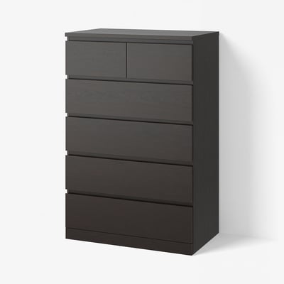 MALM Chest of 6 drawers, black-brown, 80x123 cm