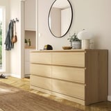MALM Chest of 6 drawers, white stained oak veneer, 160x78 cm