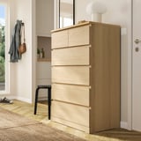 MALM Chest of 6 drawers, white stained oak veneer, 80x123 cm