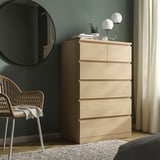 MALM Chest of 6 drawers, white stained oak veneer, 80x123 cm