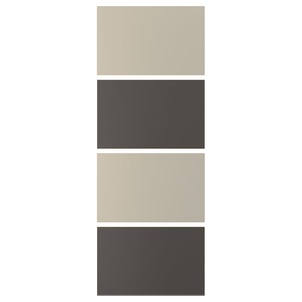 MEHAMN 4 panels for sliding door frame, dark grey/grey-beige, 75x201 cm