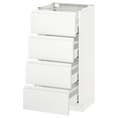 METOD Base cab 4 frnts/4 drawers, white Maximera/Voxtorp matt white, 40x37x80 cm