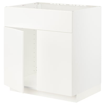 METOD Base cabinet f sink w 2 doors/front, white/Veddinge white, 80x60x80 cm
