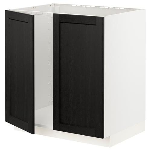 Black cabinet with white frame, square, modern design.